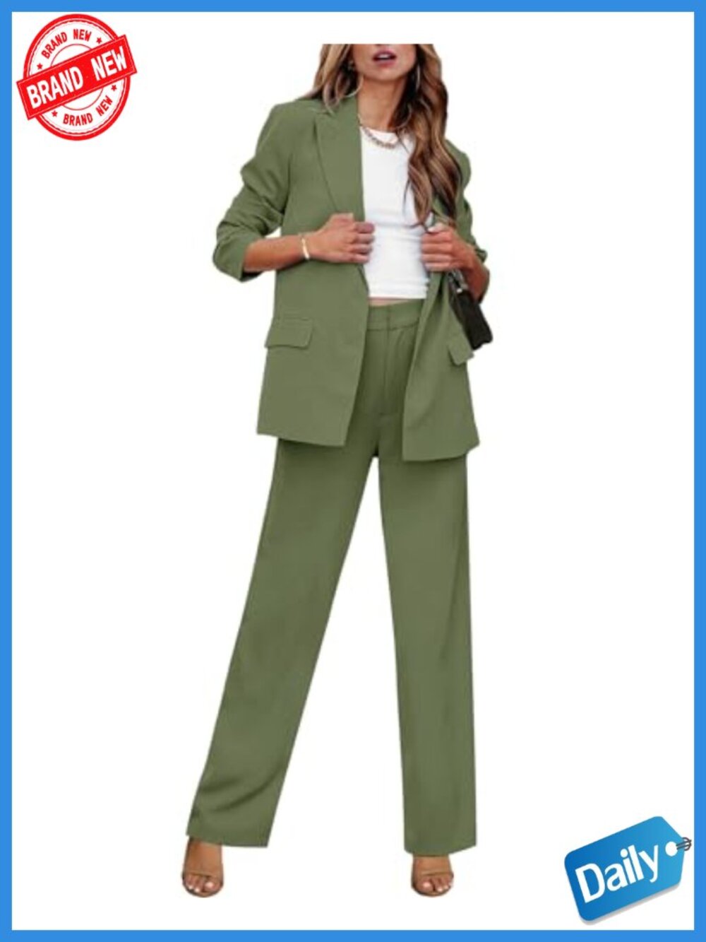 Women's 2 Piece Pantsuit Set Blazer High Waist Wide Leg Office Business Casual